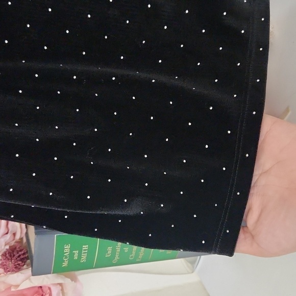 Black Velvet Polka-dot Skirt Elegant Party Wedding Date Night Whimsigoth - Picture 4 of 9